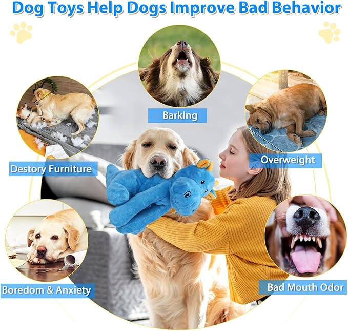 Letsmeet Dog Toys for Puppy Toys, Interactive Plush Dog Toy with Squeaker and Crinkle Paper, Suitable for Reducing Boredom and Anxiety, Cute Pet Toy for Small, Medium and Large Dogs