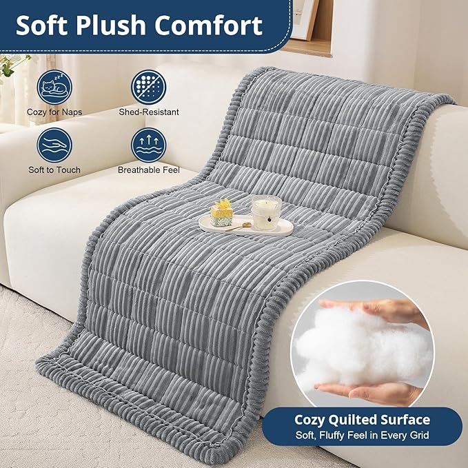 OstepDecor Couch Cover for Dogs, Washable Non Slip Sofa Cover for Pets, Soft Couch Covers for Sofa, Loveseat and Sectional, Furniture Protector Against Pet Hair & Scratches (27.6" x 59", Blue Grey)