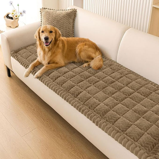 Smiry Couch Cover for Dogs, Non Slip Fuzzy Pet Sofa Covers Washable for 3 Cushion Couch, Soft Thick Furniture Protector for Cats Dogs, Against Fur, Dirt, Scratch Resistant (Mocha Brown, 35.4"x88")