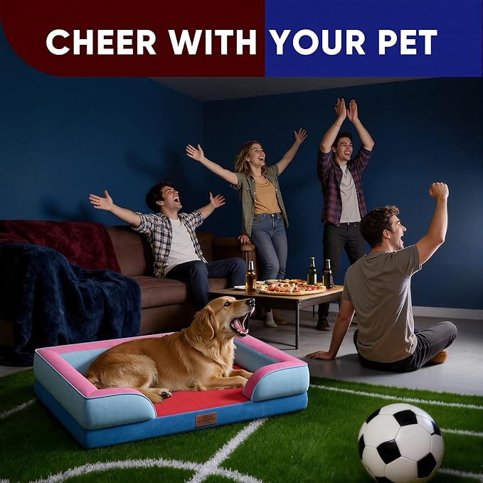 Comfort Expression Orthopedic Dog Bed for Extra Large Dogs 45x35 Inch, Waterproof Egg Crate Foam XL Pet Bed with Bolsters, Dog Couch with Washable Cover & Non-Slip Bottom, Atlanta