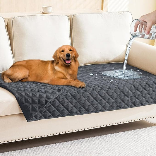 Smiry Waterproof Dog Bed Cover Pet Blanket, Soft Washable Dog Blanket for Furniture Bed Couch Sofa Reversible, Checkered (30"x70", Dark Grey/Dark Grey)