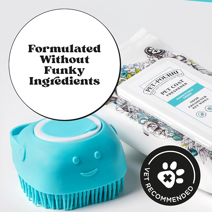 Poo-Pourri Pawsitively Fresh Deodorizing Pet Wipes – Quick Cleaning Wipes for Dogs & Cats – Plant Based Ingredients – Vet Recommended – Cleaner Odor Remover Wipes for Paw, Fur & Skin Soothing