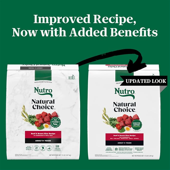 Nutro Natural Choice Dry Dog Food, Adult Dog Food Dry Beef and Brown Rice Recipe, 12 lbs.
