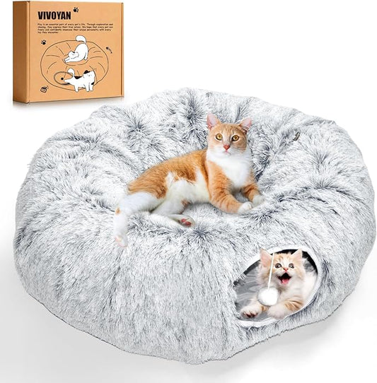 VIVOYAN Multifunctional Cat Tunnel Toy - XL Interactive Cat Play Tunnel with Climbing Holes and Thick Resting Mat, Ideal for Mult Homes and Extended Playtime