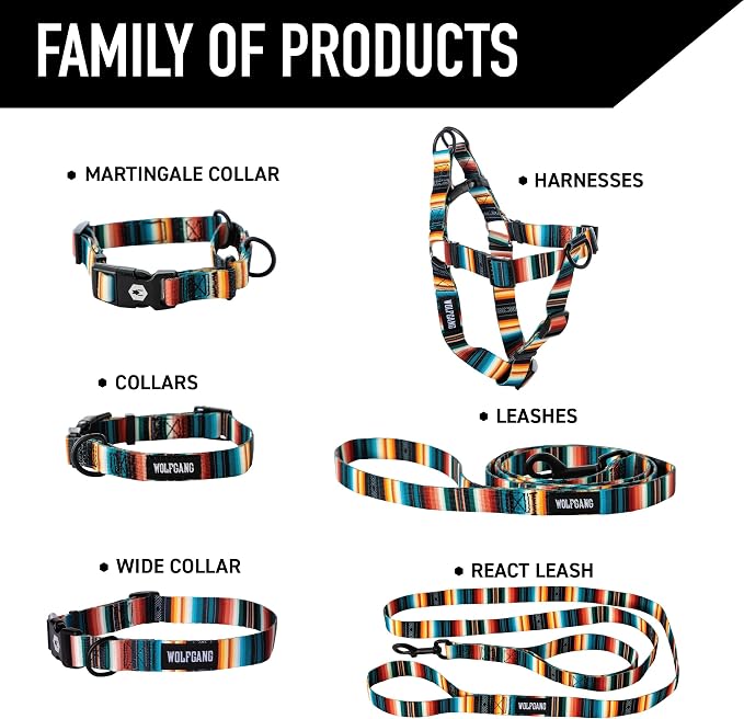 Wolfgang Heavy Duty Adjustable Dog Harness, Pull-Tested to Over 800 lbs for Walking & Training, LostArt Print, Medium