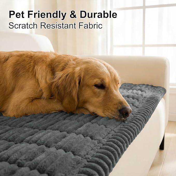 Smiry Couch Cover for Dogs, Non Slip Washable Sofa Protector for Pets, Soft Furniture Cover for Pet, Stylish Sofa Covers, Cozy Protect Against Fur, Dirt & Everyday Messes (Dark Grey, 27.6" x 59")