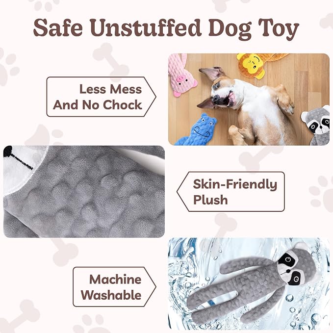 SHARLOVY No Stuffing Dog Toys 5 Pack, Crinkle Interactive Dogs Toy for Boredom, Puppy Toys for Teething to Keep Them Busy, Cute Squeaky Dogs Toy for Small, Medium, and Large Breed