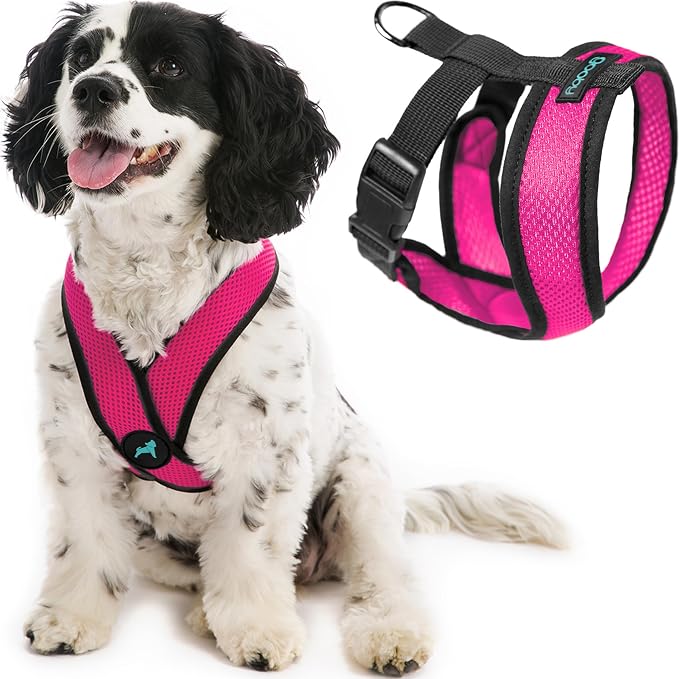 Gooby Comfort X Head In Harness - Flamingo Pink, Large - No Pull Small Dog Harness, Patented Choke-Free X Frame - On the Go Dog Harness for Medium Dogs No Pull or Small Dogs for Indoor and Outdoor Use