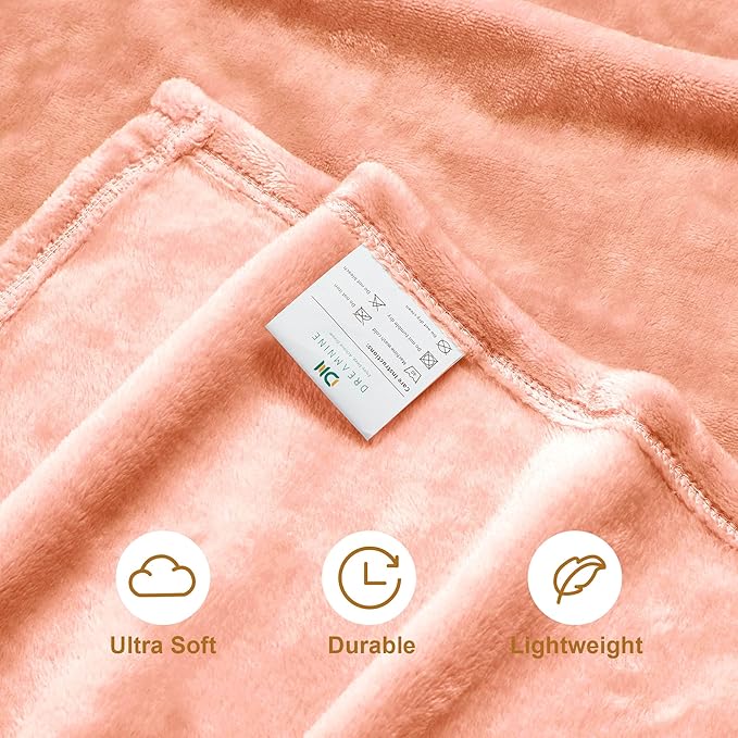 DREAMNINE Extra Large Fleece Blanket Soft Comfy Fluffy Bed Blanket King Size 90" x 108", Luxury Decorative Fuzzy Blankets for Bedroom, Big Cozy Shaggy Warm Flannel Blankets for Winter Autumn Pet,Peach