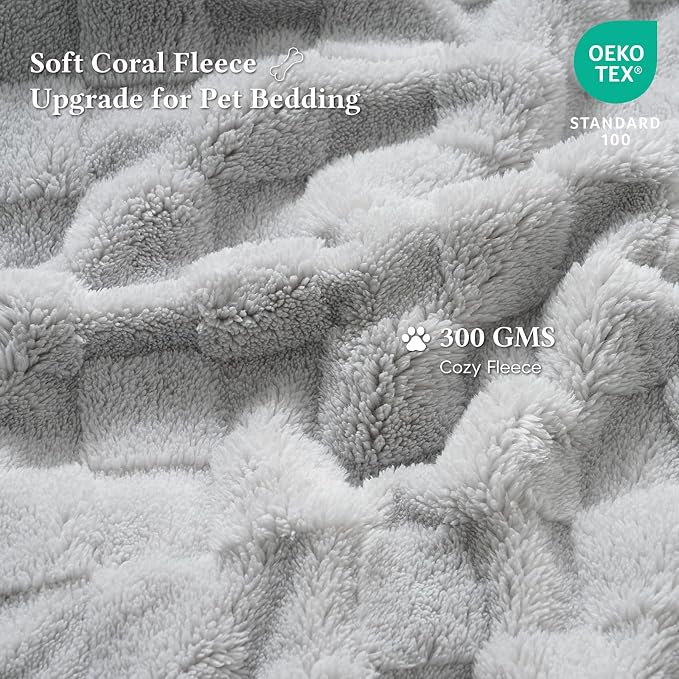David's Home Large Dog Blankets Washable Pet Bed Cover Twin Size, Soft Fluffy Fuzzy Cat Puppy Blanket with Premium 300GSM Fleece for Pet Kitten Doggy, Light Grey, 66 * 90"