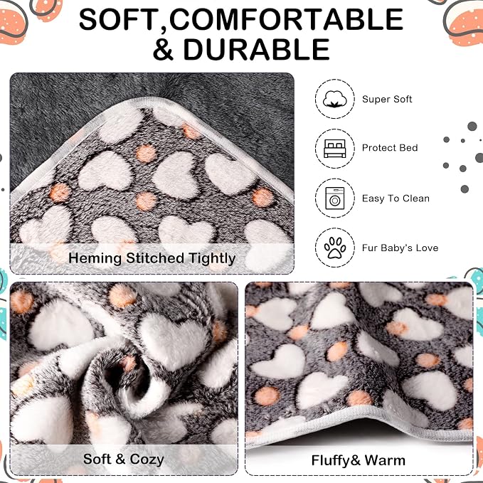 Reginary 4 Pcs Waterproof Guinea Pig Blankets Washable Small Animal Fleece Bedding Absorbent Guinea Pig Cage Liners Reusable Training Pee Pad Pet Sleep Mat for Hamster(Heart Pattern,12 x 12 Inch)