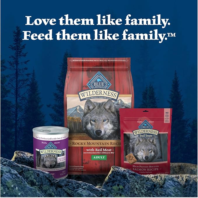 Blue Buffalo Wilderness Rocky Mountain Recipe with Red Meat High Protein with Grains Dry Dog Food for Adult Dogs, 30% Protein, Supports Immunity With Antioxidant-Rich LifeSource Bits, 13 lbs.