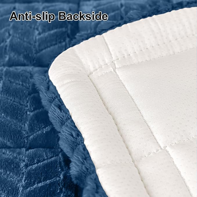 Smiry Couch Cover for Dogs, Non Slip Fuzzy Pet Sofa Arm Covers Washable for Armrest & Backrest, Soft Thick Furniture Protector for Cats Dogs, Against Fur, Dirt (Navy Blue, 35.4" x 35.4")