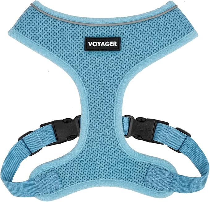 Best Pet Supplies Voyager Aerolite Over the Head Dog Harness, No Pull Breathable Air Mesh Vest, Quick Dry with Reflective Stitching, Adjustable Escape Resistant Harness - Blue, Small