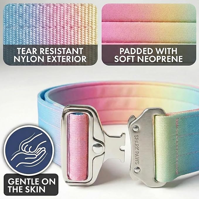 Spark Paws Tactical Dog Collar with Handle - Premium Quality Collar, Robust and Durable Design for Large, Strong Breeds - Pitbulls, Labradors, GSD - Pastel Icing - L