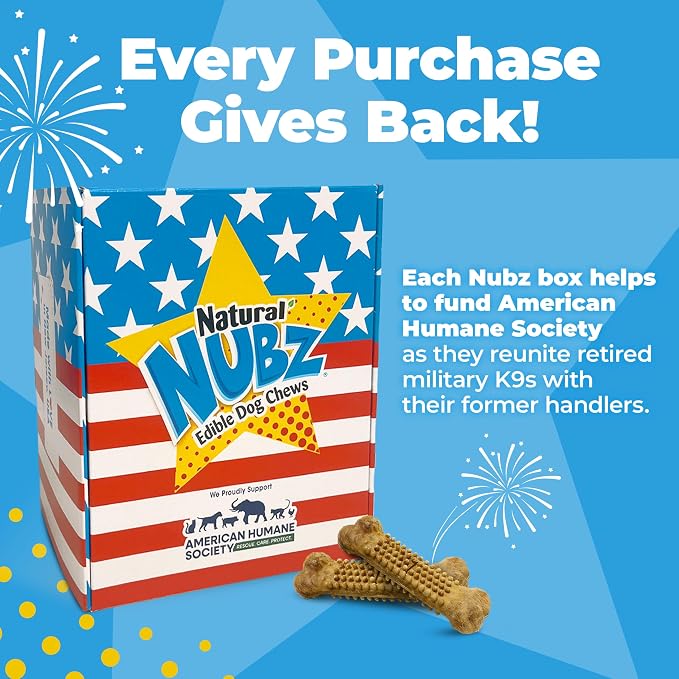Nylabone Nubz Natural Dog Chew Treats for Large Dogs, Long Lasting Chew Bones Made in the USA, Chicken & Peanut Butter Flavor Dog Treats, for Dogs Over 30 lbs. (36 Count)