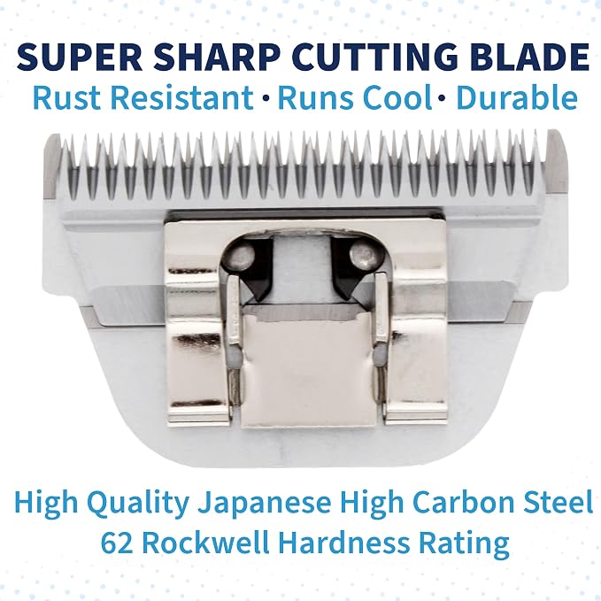 Detachable A Series Wide 9f Blade for Dog Grooming Cut Length 5/64" - 2.0mm Japanese Carbonized Steel Wide Blades for Dog Grooming Compatible A5 Series Clippers for Dogs Cat(9FW)
