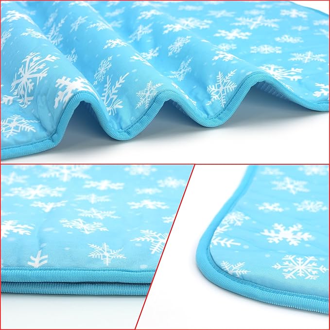 NACOCO Summer Pet Cooling Mat - Cat Dog Cushion Pad Sleeping Cool Snowflake Comfortable Soft for Pets Kids and Adults (Blue Snowflake, L)