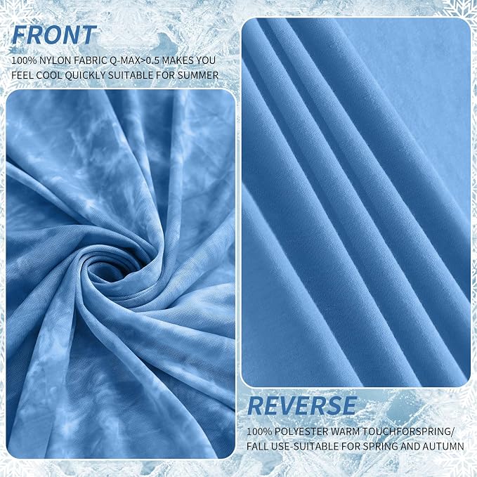 Guohaoi Cooling Throw Blanket for Hot Sleepers, King Size 90''×108'' Lightweight Breathable Summer Bed Blanket for Couch, Arc-Chill Q-Max >0.5 Cool Fiber,Lightweight Tie Dye Blanket Light Blue