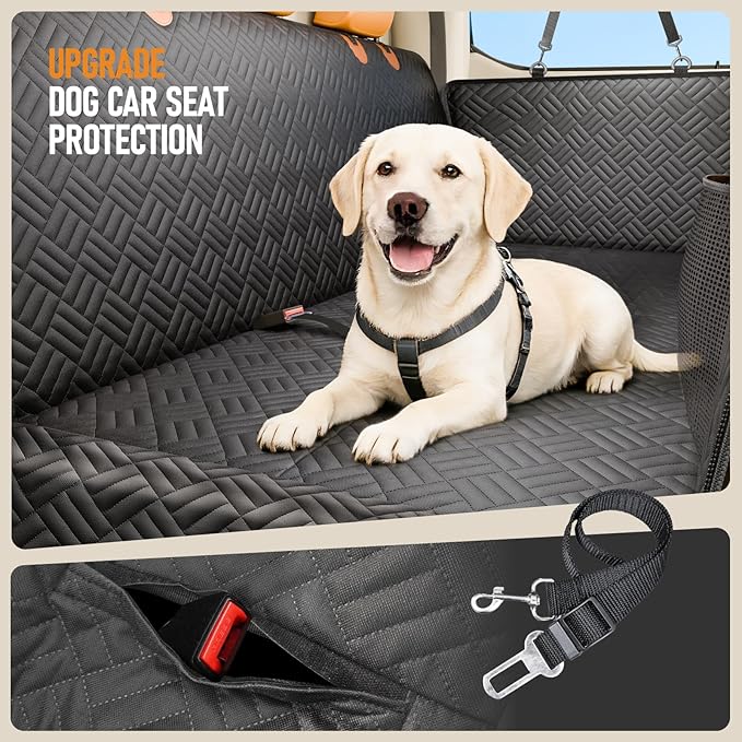 PROZAR Dog Car Seat Cover for Back Seat, Hard Bottom Back Seat Extender, Back Seat Pet Cover for Dogs - Supports 400lbs, Back Seat Pet Cover, Dog Hammock for Full-Size Trucks/SUVs