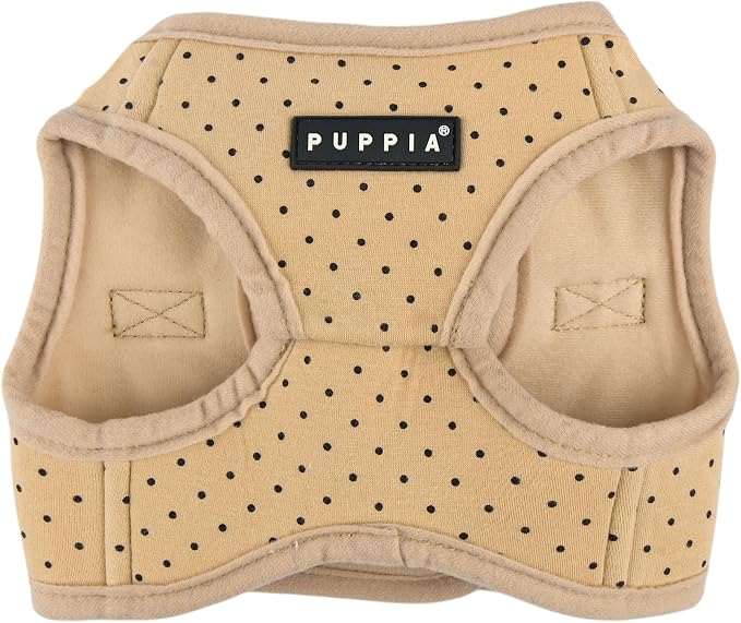 Puppia Dotty Dog Vest Harness B (Step-in) Fashionable Polka Dot Pattern Spring Summer Harness for Small Dogs, Beige, Small