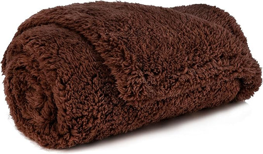 PetAmi Fluffy Waterproof Dog Blanket for Couch and Bed, Reversible Sherpa Pet Throw, Pee Proof Furniture Protector Sofa Cover, Washable Cat Blanket for Small Medium Dogs and Cats (Brown, 24x32)