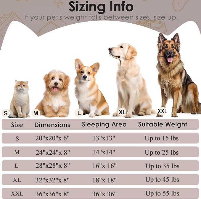 Hoewina Dog & Cat Bed, 20in Cat Beds for Indoor Cats, Calming Donut Bed for Puppy and Kitten, Washable Round Fluffy Pet Bed for Small Medium Dogs and Cats (Brown)