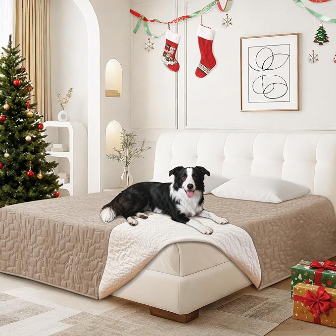 Waterproof Dog Bed Cover, Non-Slip Dog Blanket for Couch, Couch Covers for Dogs Washable, Pet Blanket for Furniture, Pet Bed Mat for Sofa, Car, Pet Supplies (40x50 Inch, Khaki)