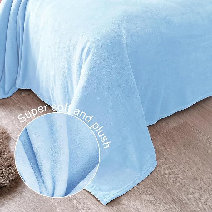 Exclusivo Mezcla Fleece Throw XL Blanket for Couch, Sofa, Super Soft and Warm Ice Blue Blankets, All Season, Cozy, Plush, Lightweight, 50x70 Inches