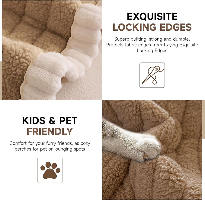 OTOB Couch Covers for Sofa Pet Friendly, Washable & Non Slip Fuzzy Dog Couch Cover Sofa Slipcovers Love Seat, Soft Plush Cozy Furniture Protector Cushion Mat, All Seasons (Khaki, 27.6" x 59.1")