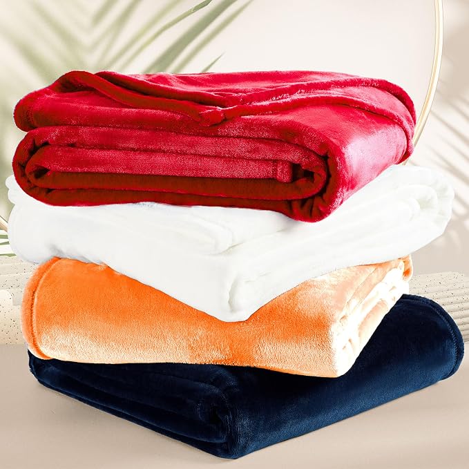 DREAMNINE Soft Fall Fuzzy Fleece Throw Blanket for Couch Sofa 50" x 60", Decorative Solid Lightweight Velvet Blanket for Chair, Cozy Accent Shaggy Micro Plush Flannel Blankets for Bedroom Dorm, Orange