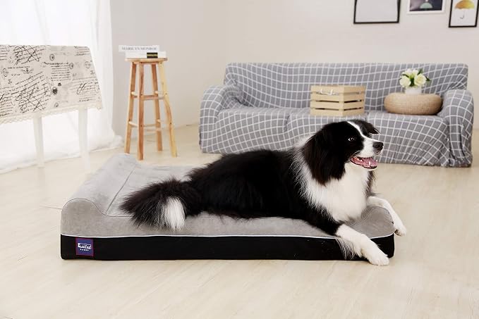 Laifug Orthopedic Dog Beds for Large Dogs,7" Memory Foam Dog Beds,Durable Water Proof Liner Removable and Washable, Nonskid Bottom, Slate Grey 50"x36"x7"