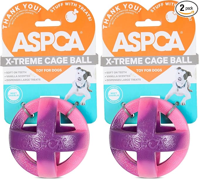 ASPCA Heavy Duty Cage Ball Dog Toy – Scented Rubber Chew Toy for Power Chewers – Durable & Safe TPR Material – Indoor & Outdoor Fetch Play (Pack of 2)