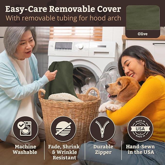 Snoozer Rectangle Cozy Cave Dog Bed - Indoor Dog Bed with Cover Cave, Covered Calming Burrow for Small Sized Pets with Blanket Attached, Enclosed, Washable Cover - Small, Olive