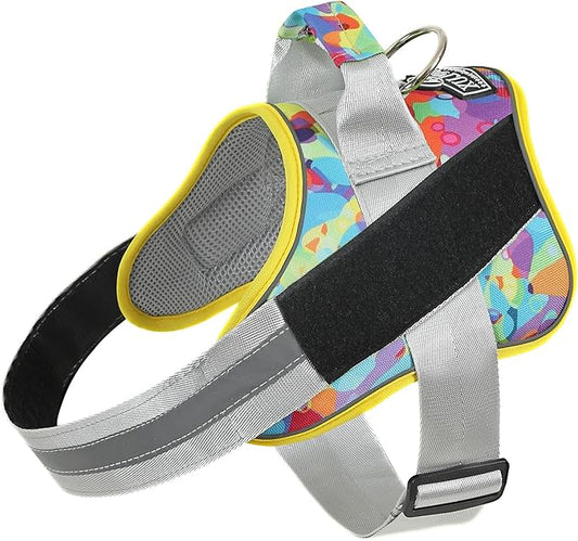 Dog Harness, No-Pull Reflective Dog Vest, Breathable Adjustable Pet Harness with Handle for Outdoor Walking - No More Pulling, Tugging or Choking (Medium (Pack of 1), Watercolour)