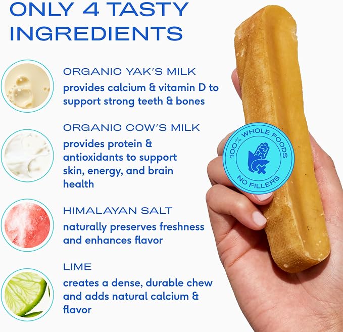 Native Pet Yak Cheese Himalayan Dog Chews - Long Lasting Dental Sticks for Small Breeds– 100% All Natural Himalayan Yak Chews for Small Dogs – Cheese Bone for Aggressive Chewers - 5 Per Pack