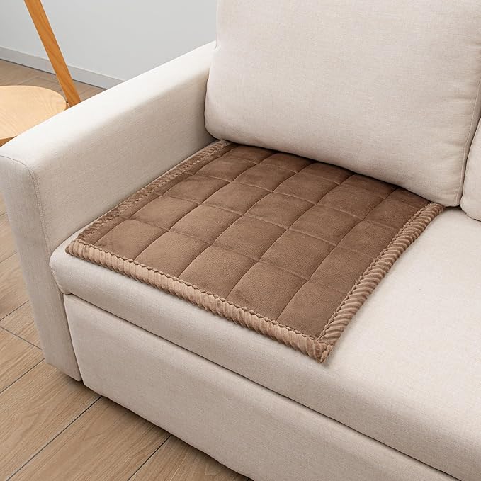 Couch Cover for Dogs Washable Pet Bed Fuzzy Pet Couch Covers Nonslip Couch Slipcover for Dogs, Kids, Pets Friendly Sofa Cover Loveseat Covers (Brown, 21''x21''/Square)