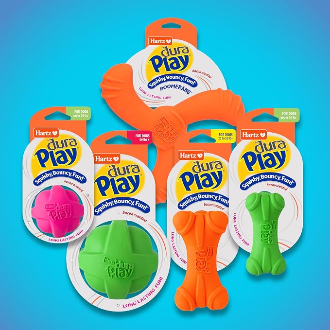 Hartz DuraPlay Bacon Scented Dog Toys, Small (Assorted Color)