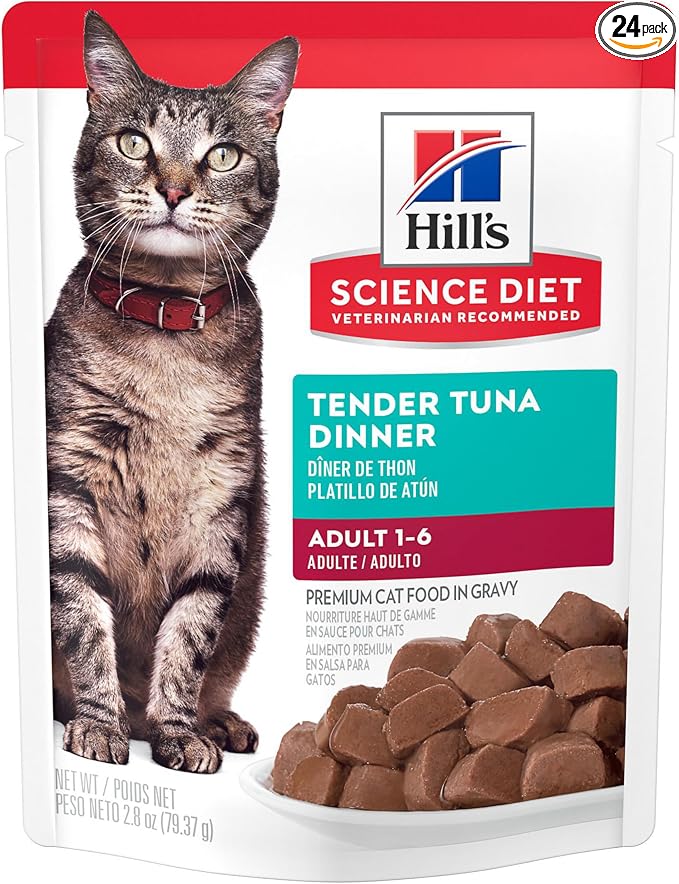 Hill's Science Diet Adult 1-6 Wet Cat Food, Tuna, 2.8 oz. Pouches, 24-Pack