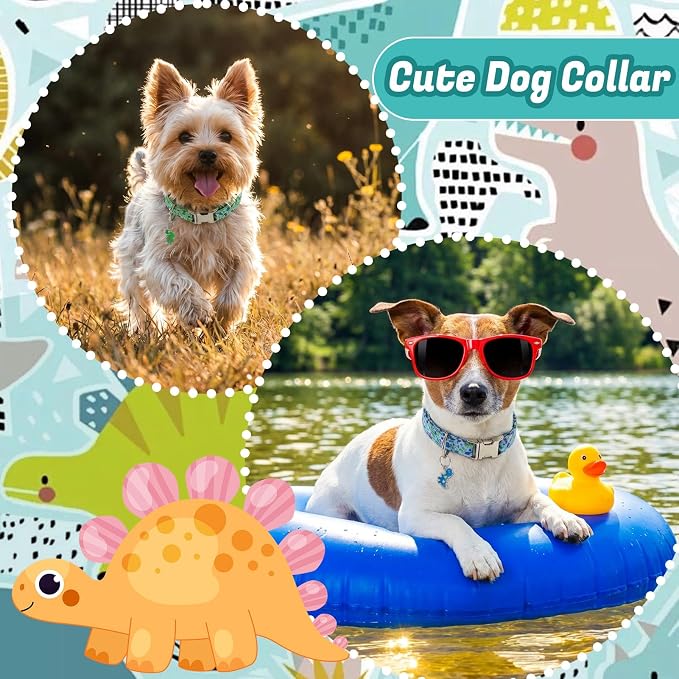 3 Pack Dinosaur Dog Collars for Small Dogs Cute Dog Collars with Pendant for Boy Male Dogs Dinosaur Puppy Pet Collar