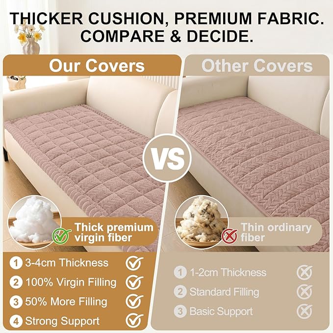 Smiry Couch Cover for Dogs, Non Slip Fuzzy Pet Sofa Covers Washable for Sectional Couch, Soft Thick Furniture Protector for Cats Dogs, Against Fur, Dirt, Scratch Resistant (Dusty Pink, 43"x63")