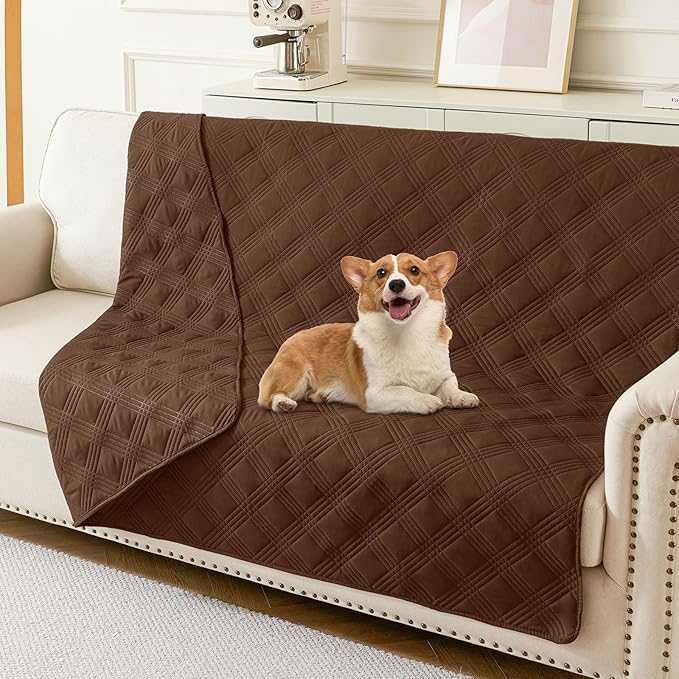 hyha Waterproof Dog Blanket, Reversible Pet Bed Blanket, Soft Sofa Couch Cover for Dogs Washable, Waterproof Pet Couch Covers for Sofa Puppy Cats Furniture Protector(68"x82", Brown/Brown)