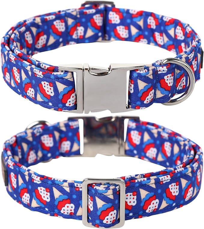 Lionet Paws Design Dogs Collar Cute Flower 4th of July Dog Collars for Girl Female Small Medium Dogs with Sundae S