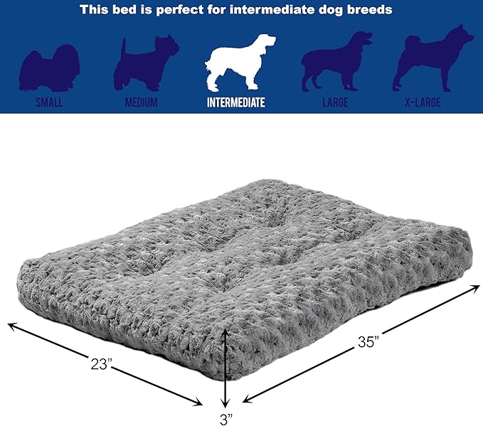 MidWest Homes for Pets Intermediate QuietTime Deluxe Gray Ombré Swirl Plush Pet Bed, Machine Washable, Non-Skid Bottom, Soft Crate Mat for 36-inch Crates