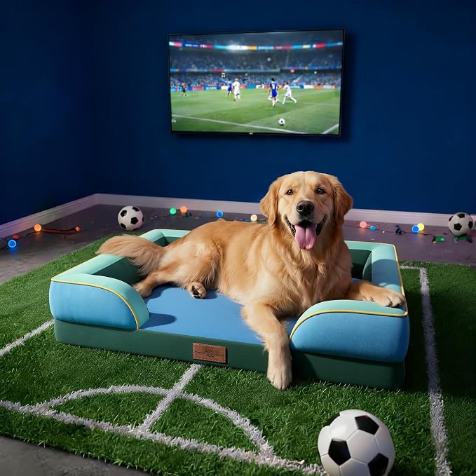 Comfort Expression Orthopedic Dog Bed for Large Dogs 36x27 Inch, Waterproof Egg Crate Foam Large Pet Bed with Bolsters, Dog Couch with Washable Cover & Non-Slip Bottom, Dallas