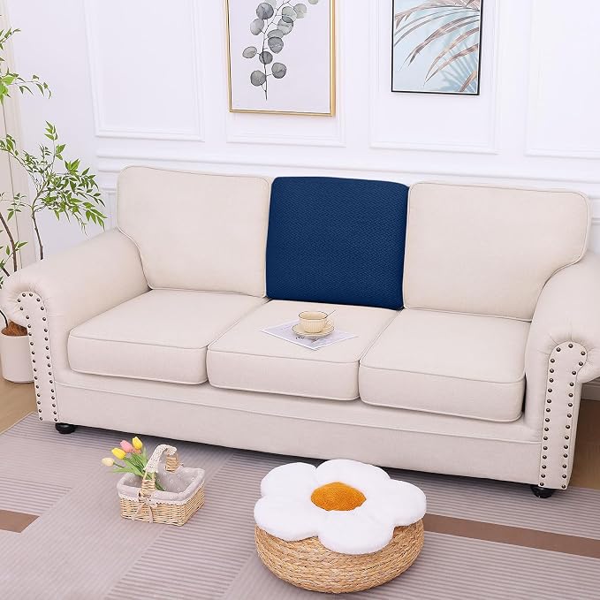 hyha Waterproof Couch Cushion Covers, Wear Resistant Couch Cover, Anti Slip Sofa Slipcovers Washable, Soft Thick Jacquard Furniture Protector for Pets Dog (1 Piece for Backrest M, Navy)
