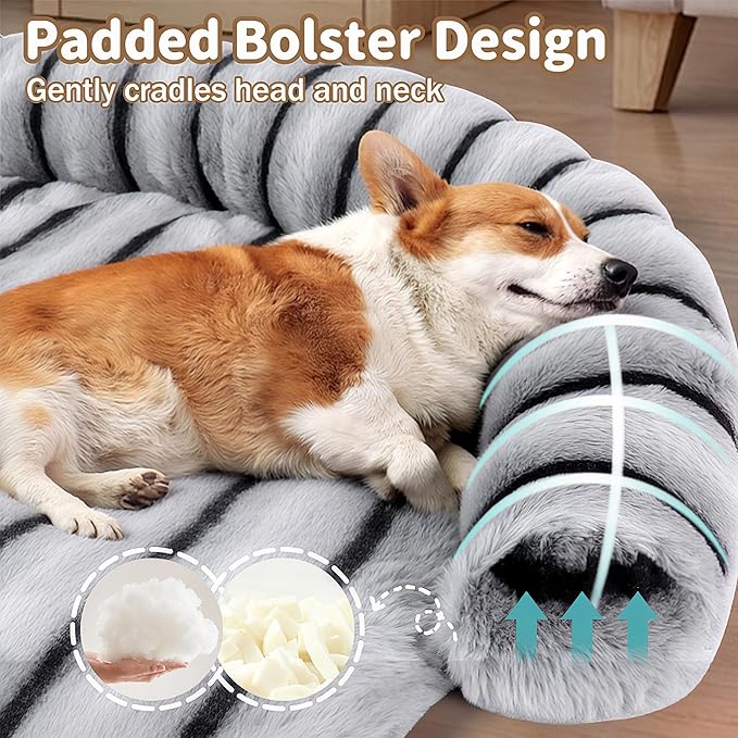 WATANIYA PET Large Dog Couch Bed, Fluffy Washable Couch Protector for Dogs with Removable Cover, Non-Slip Dog Sofa Bed, 41x37 Inch, Grey