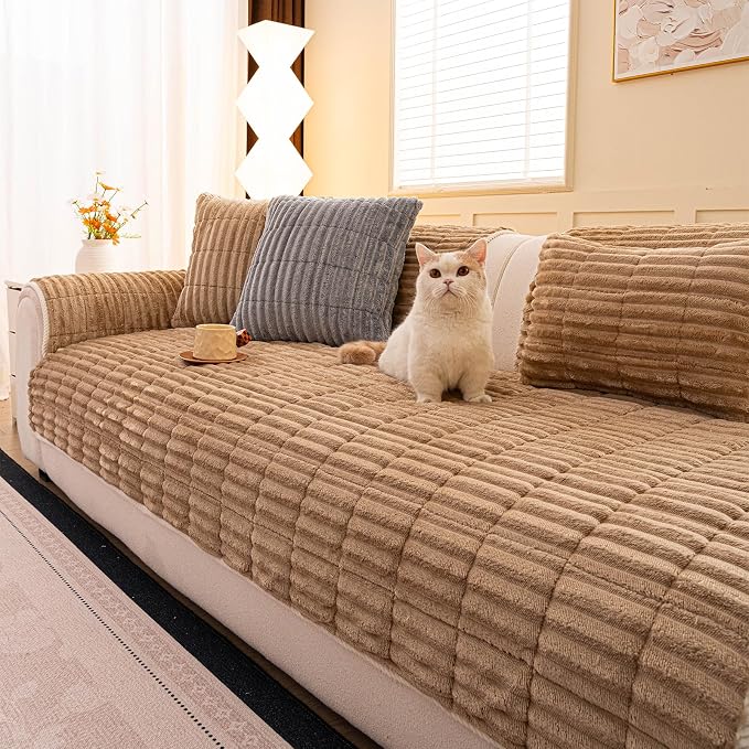 Washable Pet-Friendly Couch Covers for Dogs Fuzzy Pet Sofa Covers Dog Couch Blankets and Cushion Covers for Sofa