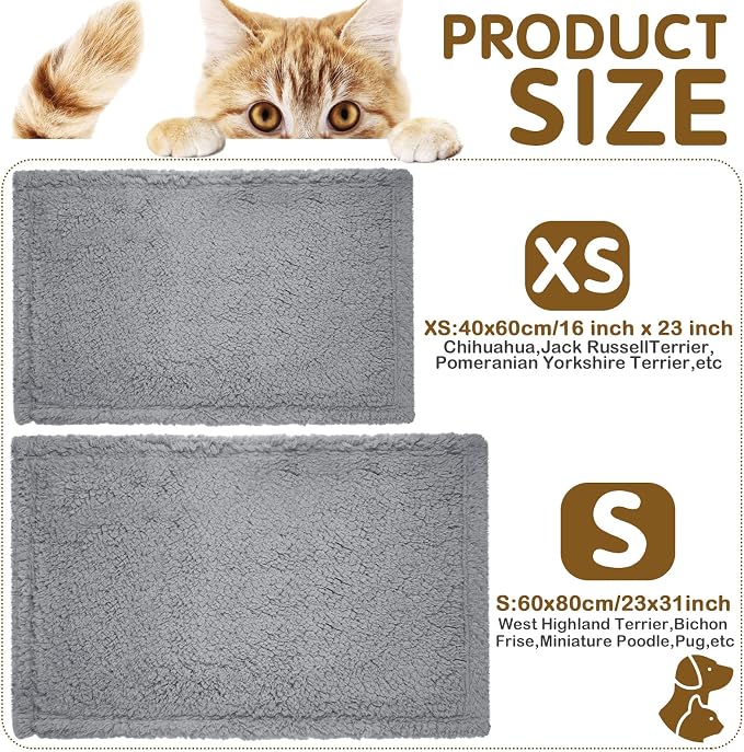 Newwiee 6 Pcs Blankets for Dogs Cats, Soft Warm Fluffy Fleece Pet Calming Blanket, Washable Flannel Throw for Small Medium Pet, Gray/Beige/Khaki(24 x 18 Inch)