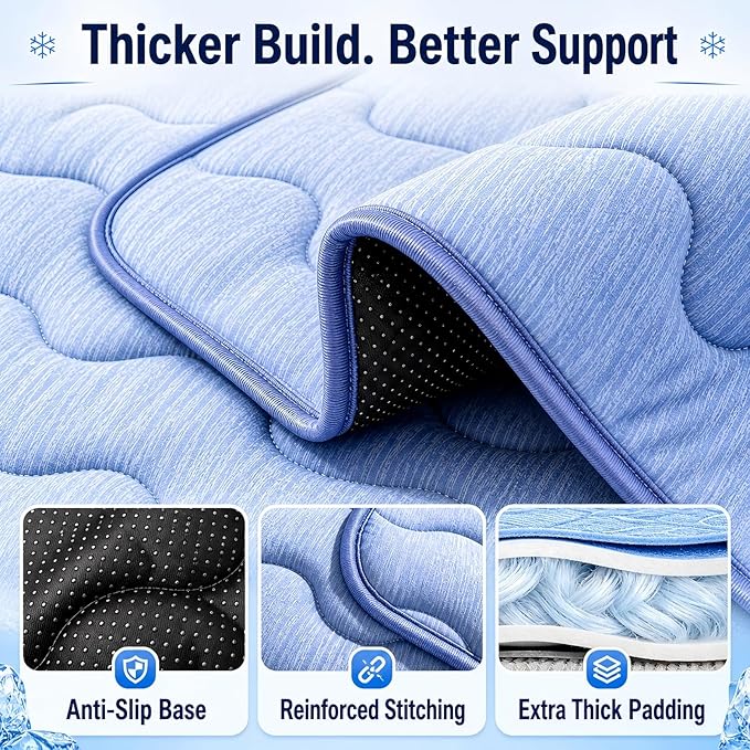 2 Pack Dog Cooling Mats 36" x 25", Q-Max 0.5+ Arc-Chill Fiber Self-Cooling Pet Pads, Thick Durable Cool Touch Crate Mats for Medium Dogs, Cats, Puppies, Non-Slip Washable, Gel-Free Pet-Friendly Design